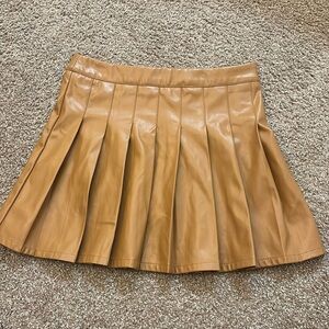 MABLE brown faux leather pleated skirt, M